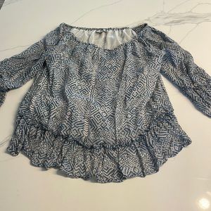 LUCKY BRAND Blouse blue and cream small